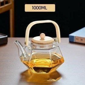 قوری پیرکس چندضلعی دسته بامبو یک لیتری